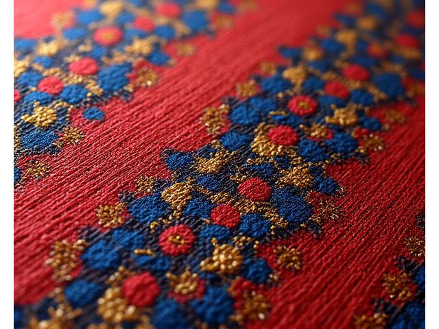 Penampilan detail kain tenun ikat berwarna cerah