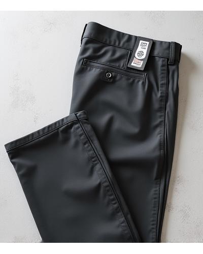 Celana Chinos pria abu-abu gelap dari katun organik.