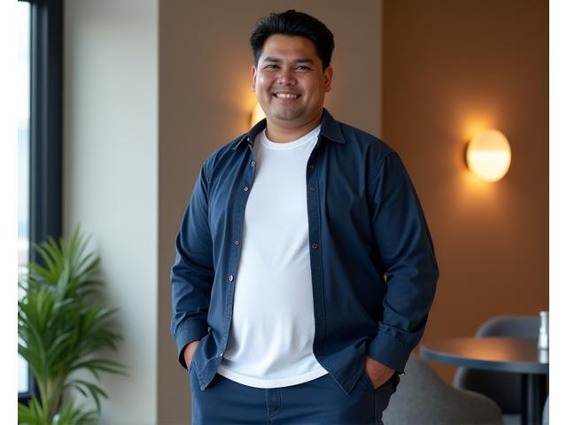 Contoh teknik layering pakaian yang tepat untuk pria plus size